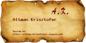 Altman Krisztofer névjegykártya